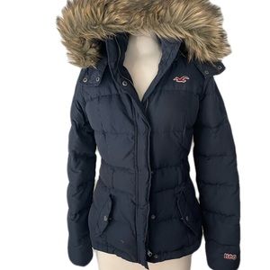 Hollister Puffer Ski Jacket with Fur Hood small